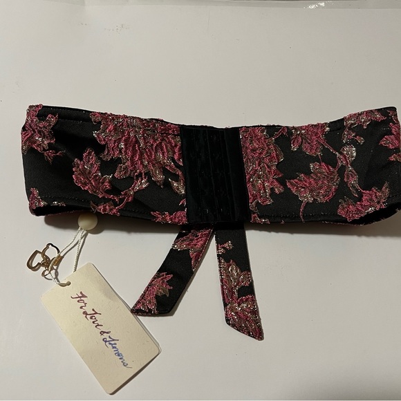 For Love & Lemons floral bralette size S NWT black pink and metallic gold - Picture 2 of 13